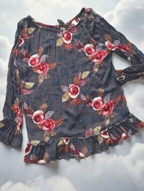 *1709 Hinge floral mini dress tunic Women size M